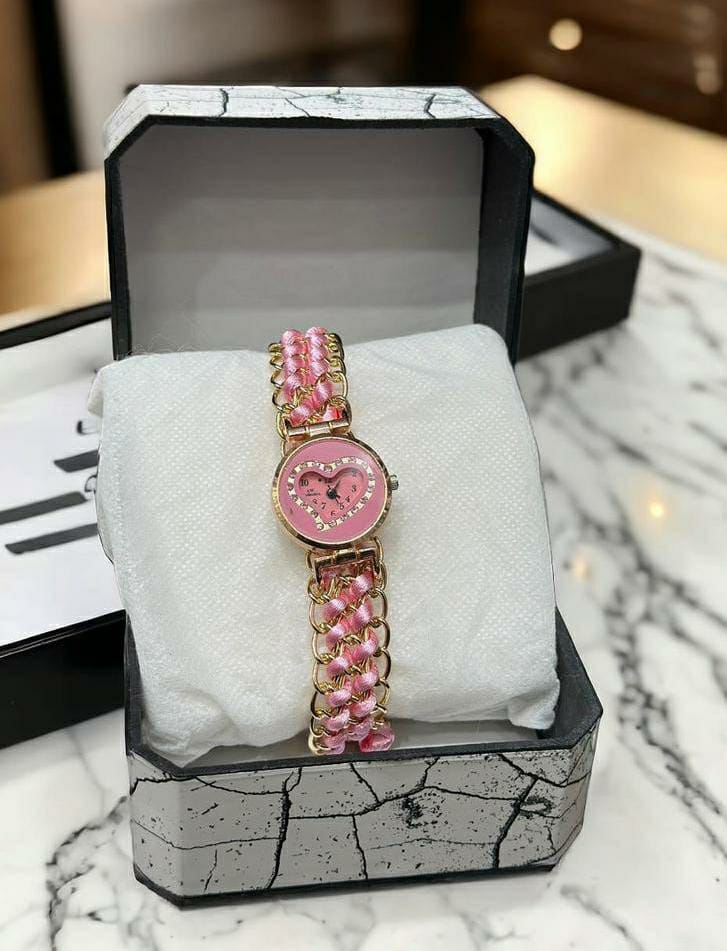 Chain Strap Women's Bracelet Watch (Pink)