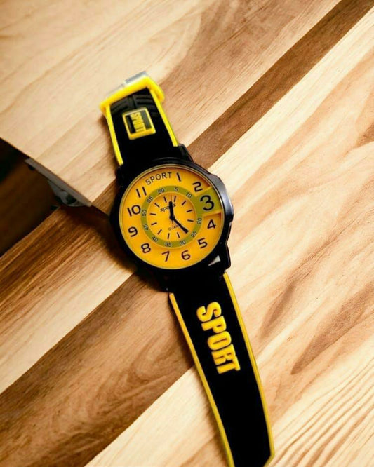 Men's Casual Analogue Watch (Yellow, Black)