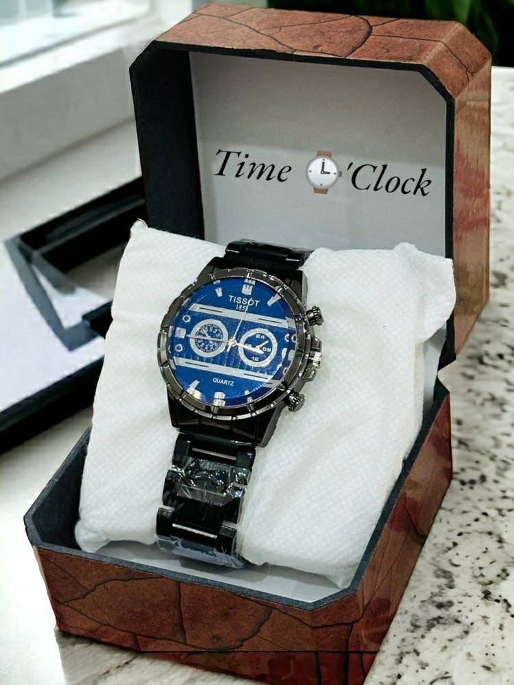 Stainless Steel Blue Dial Analogue Watch For Men