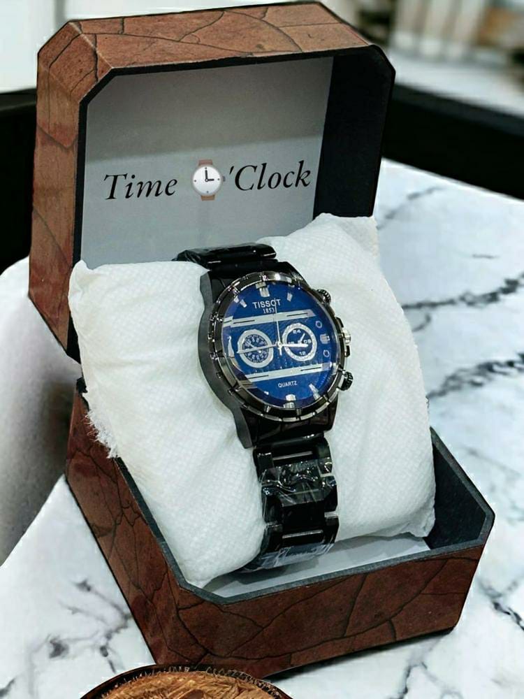 Stainless Steel Blue Dial Analogue Watch For Men