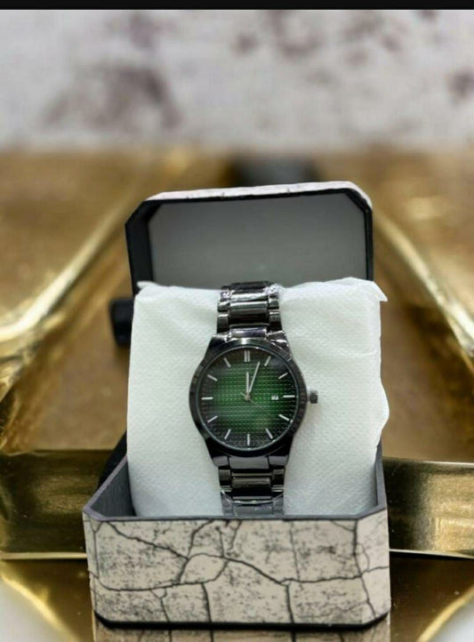 Men's Movement: Quartz Watch (Black, Green)