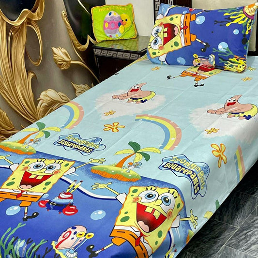 Charming Blue Printed Cotton Single Bedsheet Set - 2 Pieces