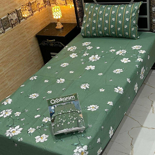 4 Pcs Cotton Salonica Printed Single Bedsheet