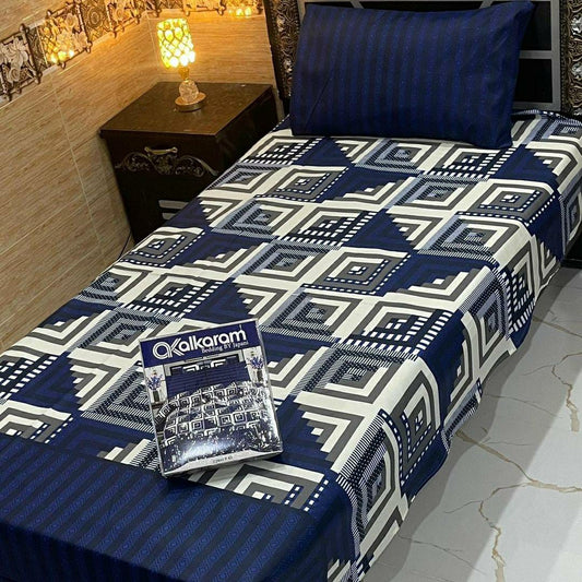 4 Pcs Cotton Salonica Printed Single Bedsheet