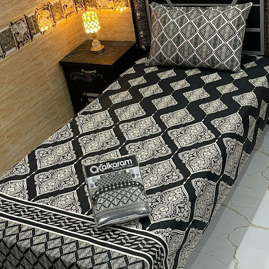 4 Pcs Cotton Salonica Printed Single Bedsheet