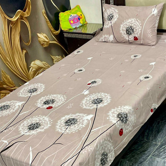 Charming Pink Printed Cotton Bedsheet Set for Single Bed - 2 Piece