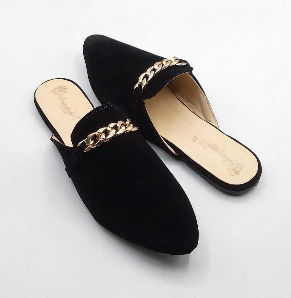 Women's Rexine Casual Slides (Black)