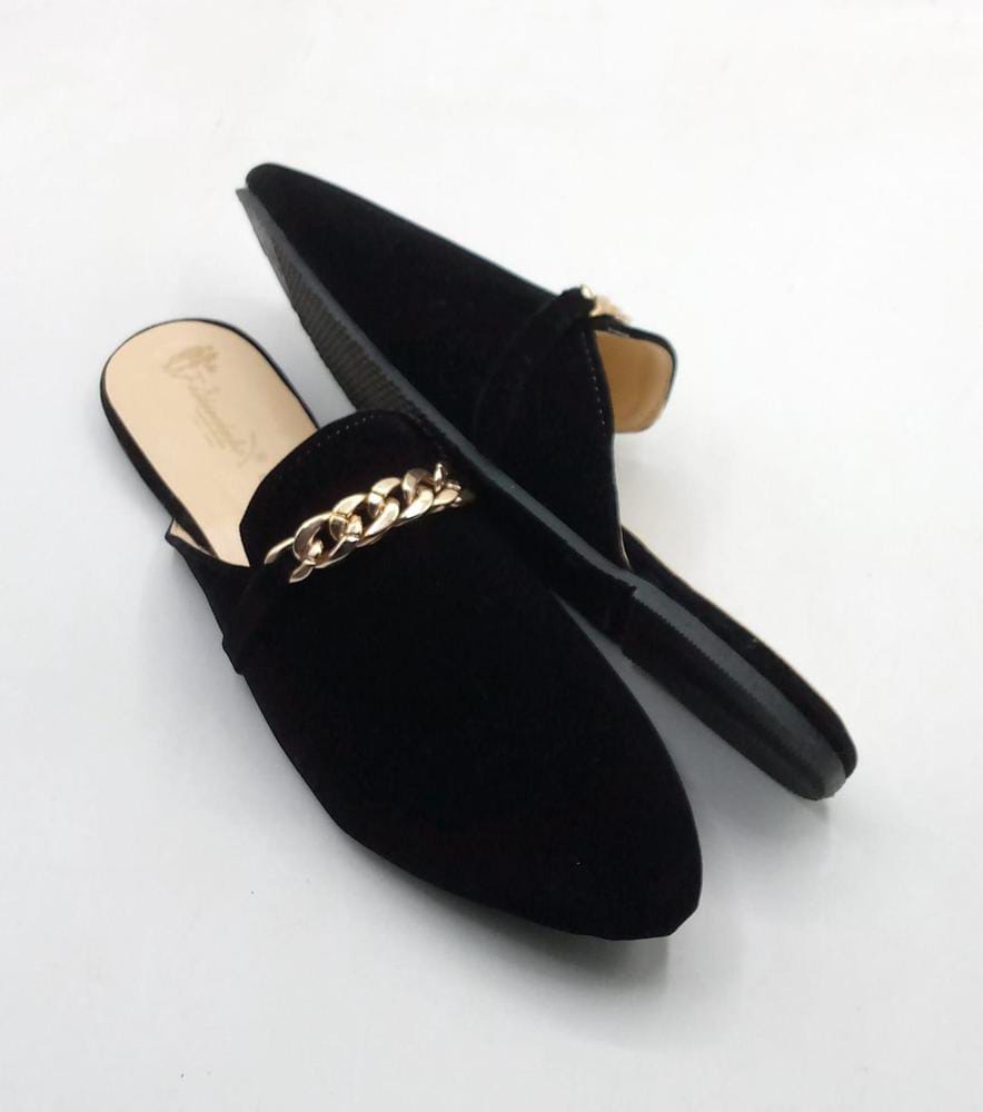 Women's Rexine Casual Slides (Black)