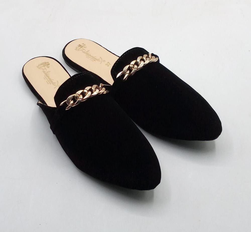 Women's Rexine Casual Slides (Black)