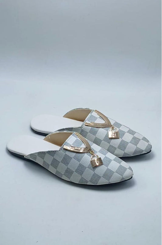 Stylish Women's Fabric Casual Mules (Grey Design)