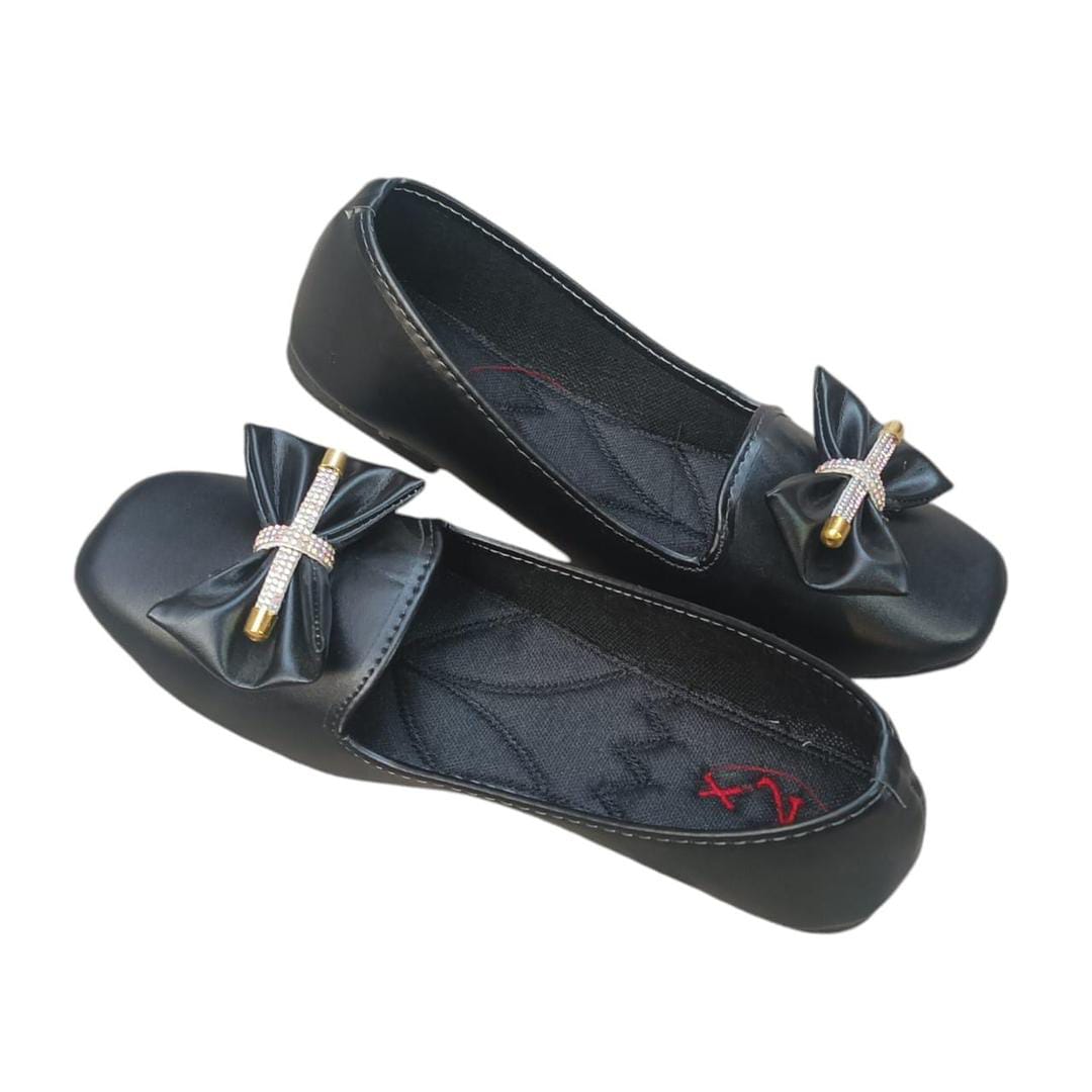 Women's PU Leather Casual Pumps (Black Butterfly)