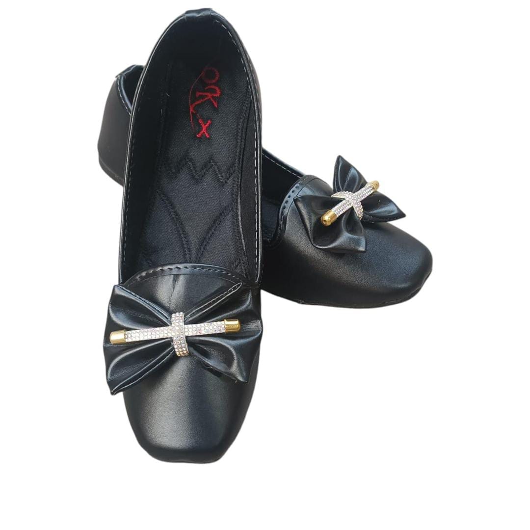 Women's PU Leather Casual Pumps (Black Butterfly)