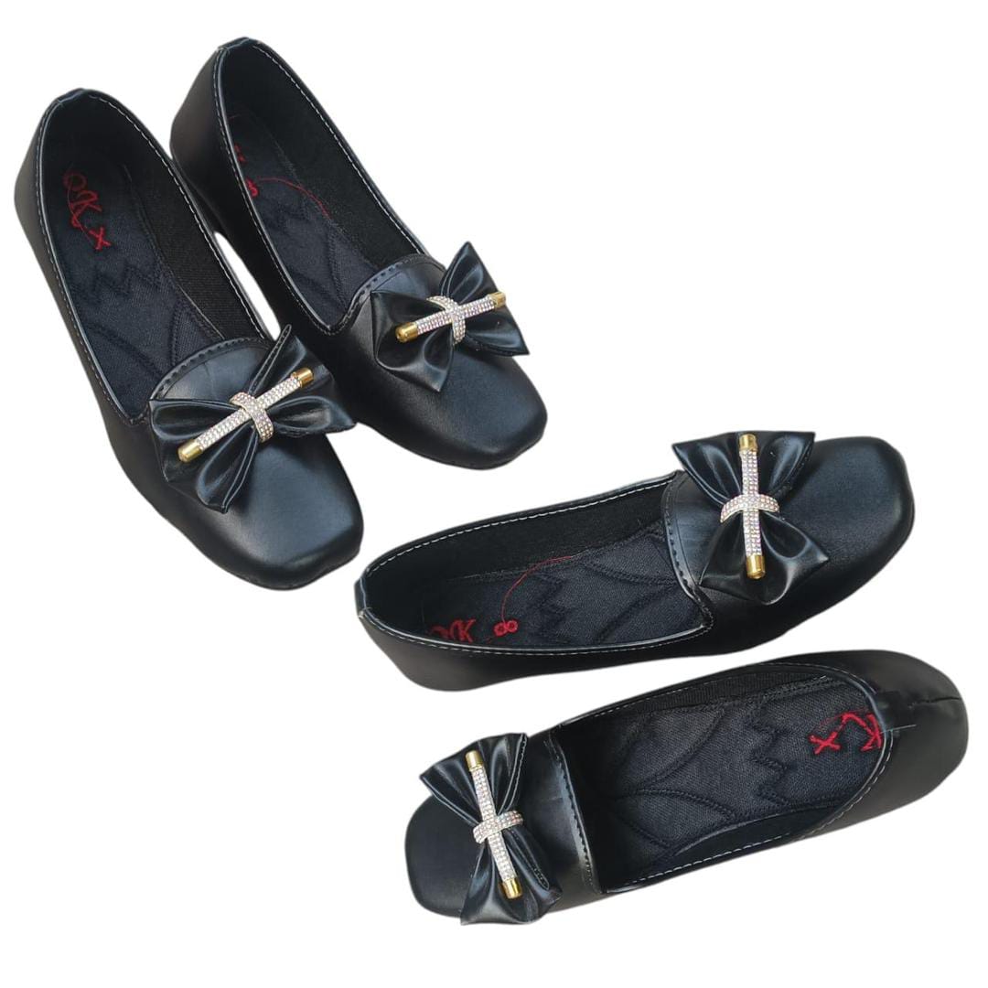 Women's PU Leather Casual Pumps (Black Butterfly)