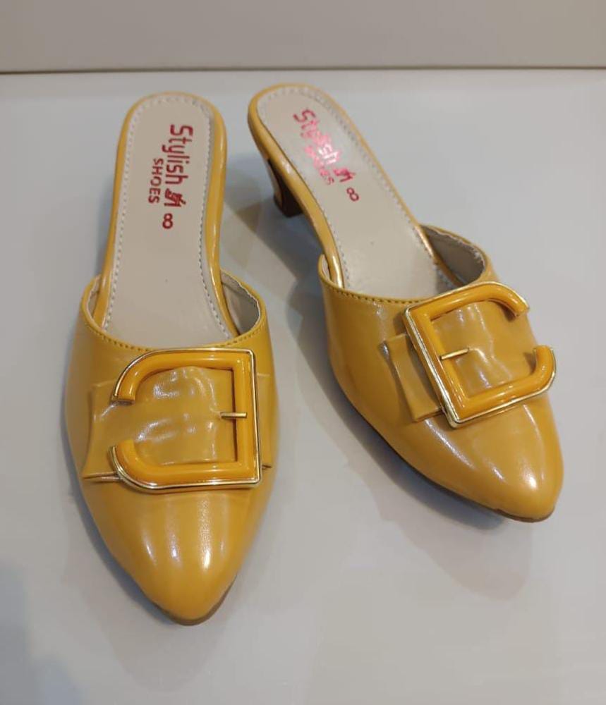 Women's Rexine Casual Heels (Mustard)