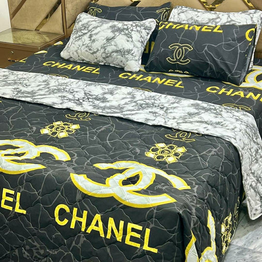 6 Pcs Cotton Printed Comforter Set for King Size Bed (Multicolor)