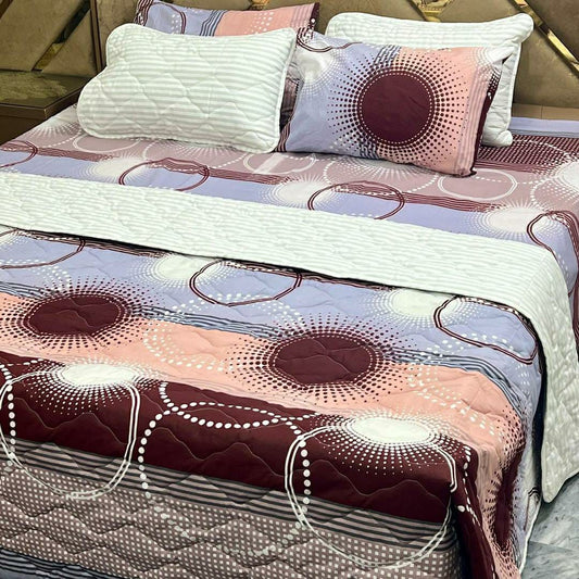 6 Pcs Cotton Printed Comforter Set for King Size Bed (Multicolor)
