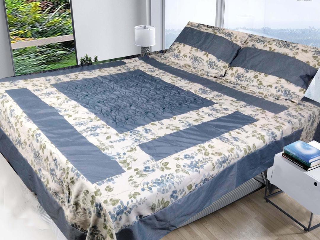 3 Pcs Cotton Sotton Patchwork Double Bedsheet