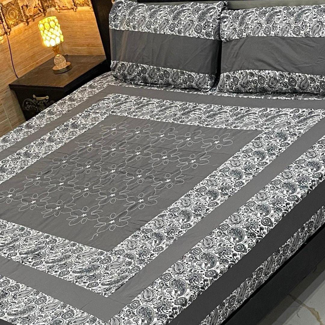 3 Pcs Cotton Sotton Patchwork Double Bedsheet