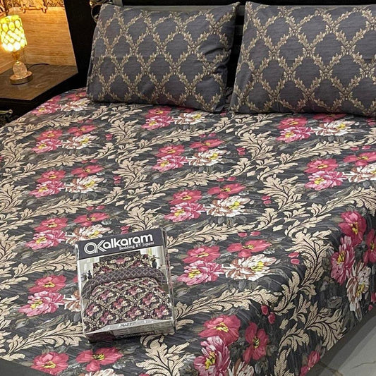 3 Pcs Mix Cotton Printed Double Bedsheet