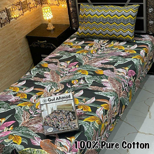 Multicolor Printed Cotton Bedsheet Set - 4 Pcs for Single Bed (Multiple)