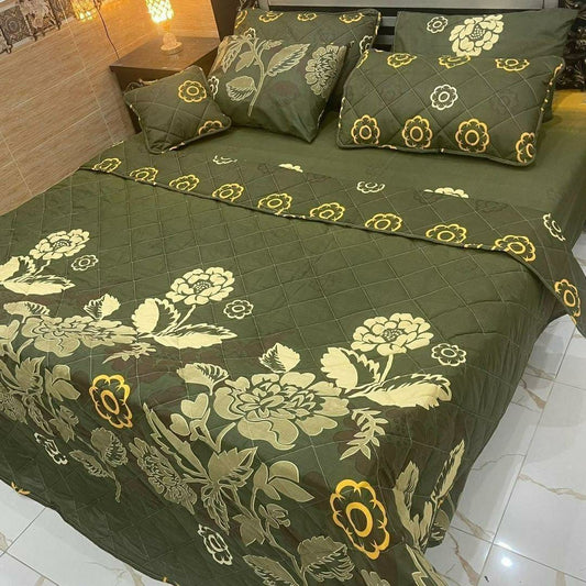 7 Pcs Cotton Printed Comforter Set (Green)
