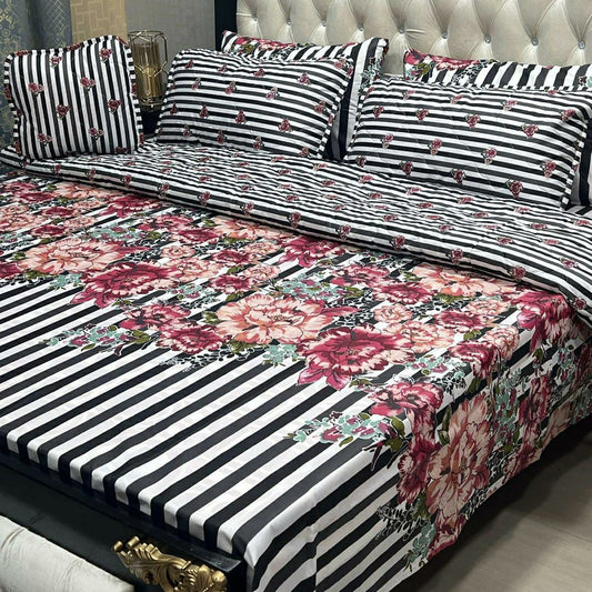 7 Pcs Cotton Printed Comforter Set (Purple)