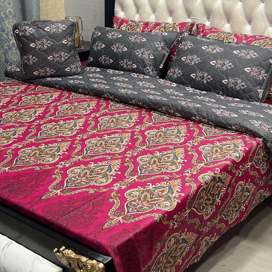 7 Pcs Cotton Printed Comforter Set (Red)