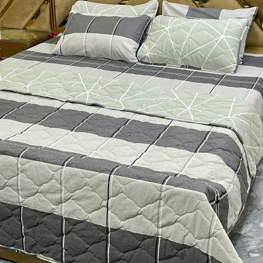6 Pcs Cotton Printed Comforter Set for King Size Bed (Black & White)