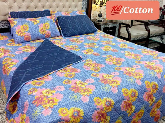 6 Pcs Cotton Printed Comforter Set for King Size Bed (Multicolor)
