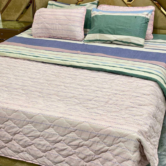 6 Pcs Cotton Printed Comforter Set for King Size Bed (Multicolor)