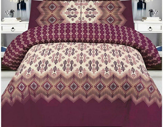 Luxurious Maroon Printed Comforter Set - 6 Pcs For King Bed