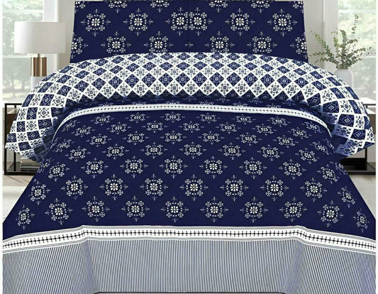 Stylish Blue Poly Cotton Comforter Set - 6 Pcs for King Bed