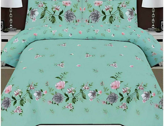 Luxurious Blue Printed Comforter Set - 6 Pcs for King Bed