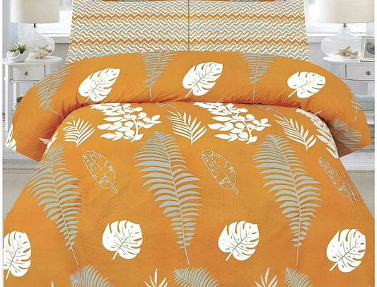 Luxurious Orange Printed Comforter Set - 6 Pcs for King Bed