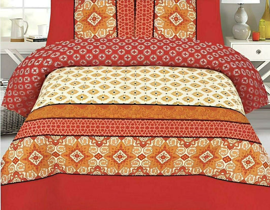 Vibrant Orange Printed Comforter Set - 6 Pcs for King Bed