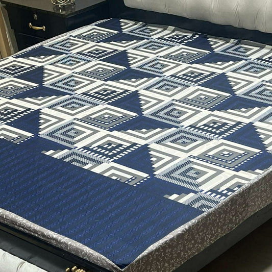 Luxurious Terry Cotton Waterproof Mattress Cover for Standard King Size (Blue)