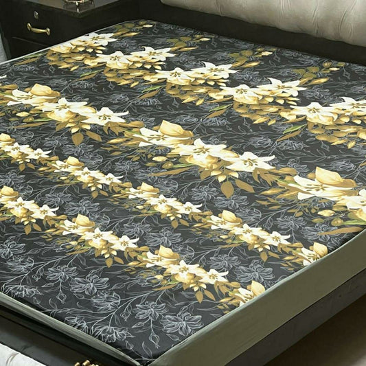 Premium Waterproof Terry Cotton Standard King Size Mattress Cover (Brown,Black))