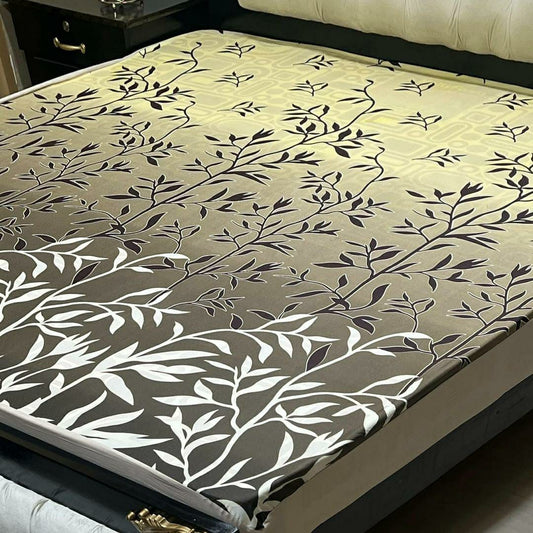 Micro Printed Double Bed Mattress Cover (Multicolor)