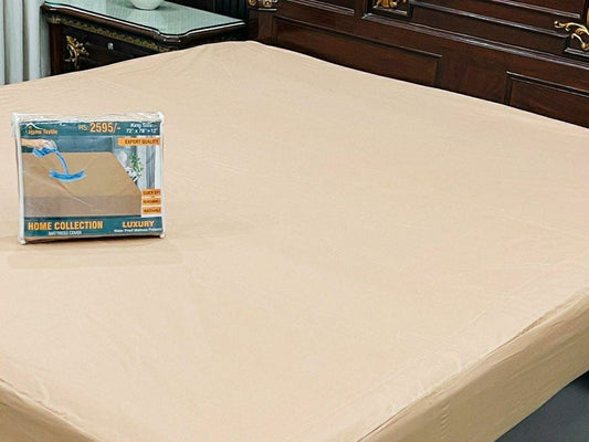 Micro Plain Double Bed Mattress Cover (Peach)