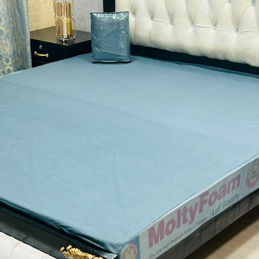 Terry Cotton Plain Double Bed Mattress Cover (Grey)