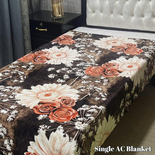 Fleece Printed Single Bed Blanket (Brown Design)