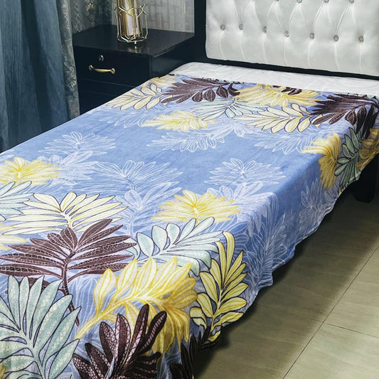 Fleece Printed Single Bed Blanket (Sky,Blue)