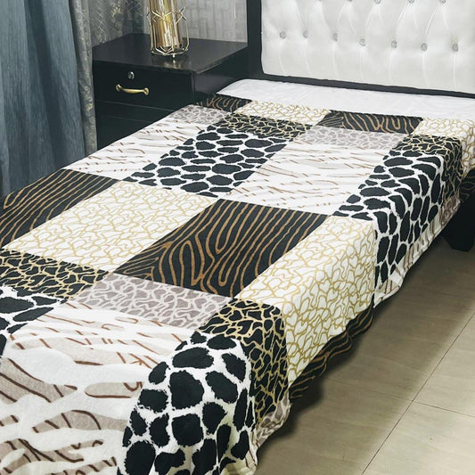 Fleece Printed Single Bed Blanket (Skin,Black Design)