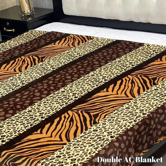 Fleece Printed Double Bed Blanket (Brown Design)