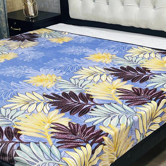 Fleece Printed Double Bed Blanket (Sky Blue)