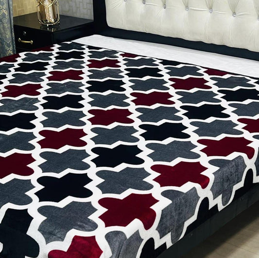 Cozy Grey Printed Fleece Blanket for Double Bed