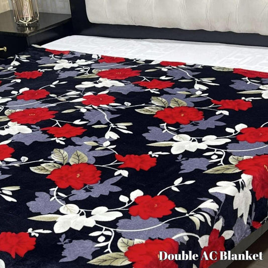Fleece Printed Double Bed Blanket (Black Style)