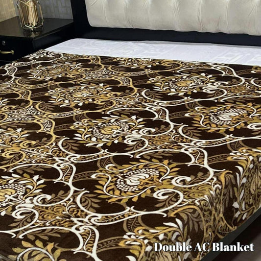Fleece Printed Double Bed Blanket (Brown Style)