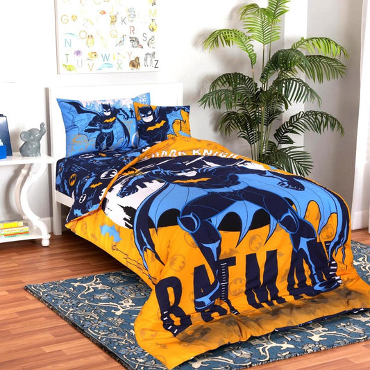 4 Pcs Cotton Printed Comforter Set (Blue,Yellow Design)