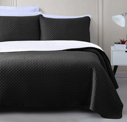 3 Pcs Micro Quilted Comforter Set (Black)